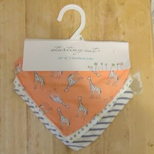 Starting Out Giraffe Bandana Bibs - Orange and White